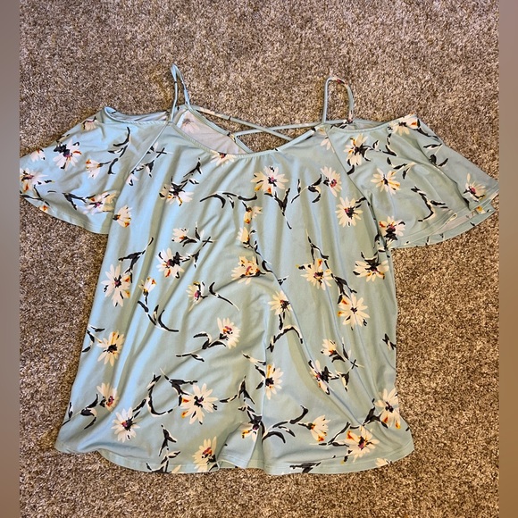 KAILEIGH Valette Back Detail Cold Shoulder Knit Top
XXL | Light Blue - Picture 1 of 3